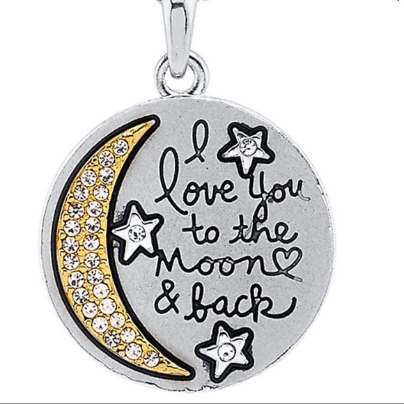 NWT Love this Life Moon Two Tone Necklace "I love you to the moon & back" - Picture 2 of 3